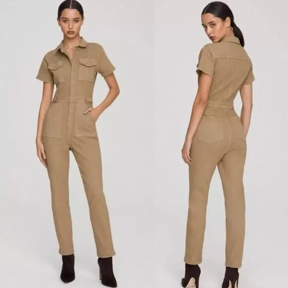 Good American Fit For Success Jumpsuit Khaki - Picture 4 of 7